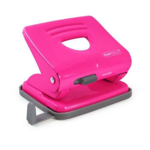 Hole Punches Rapesco 825 2 Hole Punch Metal 25 Sheet Hot Pink