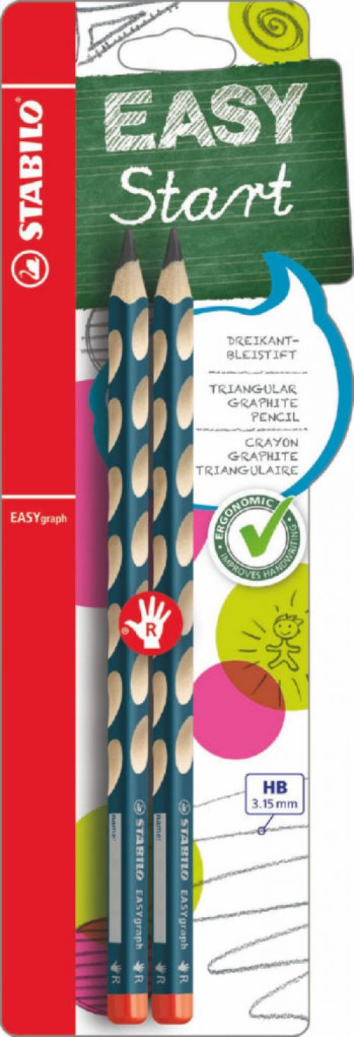 Stabilo EASYgraph HB Pencil Right petrol blister of 2