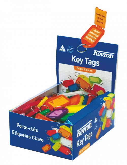 Key Rings Kevron Key Tags Plastic Assorted Colours (Pack 100) ID5AC100Z