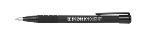Ball Point Pens ValueX Retractable Ballpoint Pen Soft Grip 1.0mm Tip 0.7mm Line Black (Pack 12)