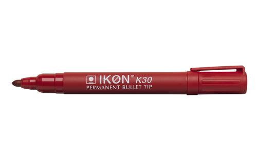 Permanent+Marker+BulletTip+K30-02+Red+pk10.+IKON+%235031