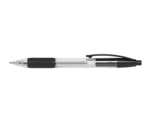 Ball Point Pens ValueX Retractable Ballpoint Pen Rubber Grip 1.0mm Tip 0.7mm Line Black (Pack 10)