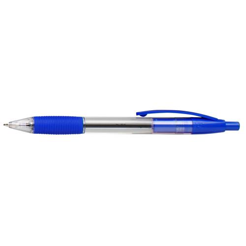 Ball Point Pens ValueX Retractable Ballpoint Pen Rubber Grip 1.0mm Tip 0.7mm Line Blue (Pack 10)
