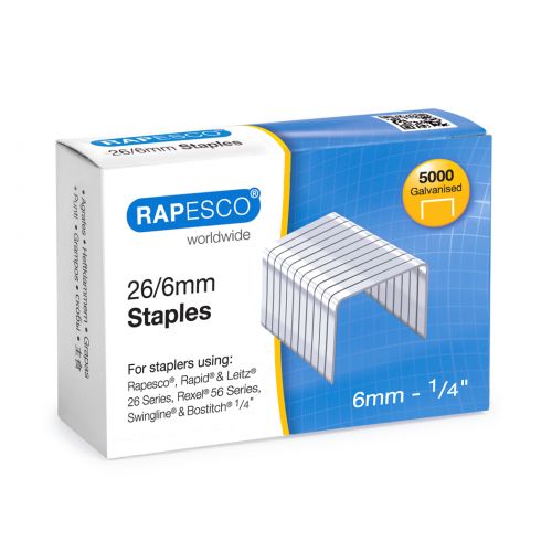 Staples Rapesco 26/6mm Galvanised Staples Pack 5000)