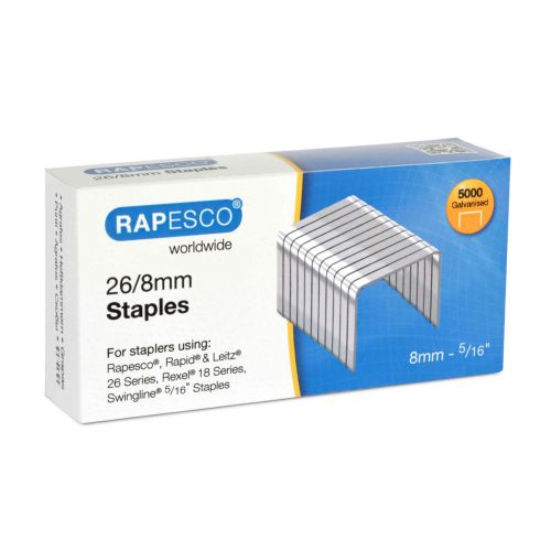 Staples Rapesco 26/8mm Galvanised Staples (Pack 5000)