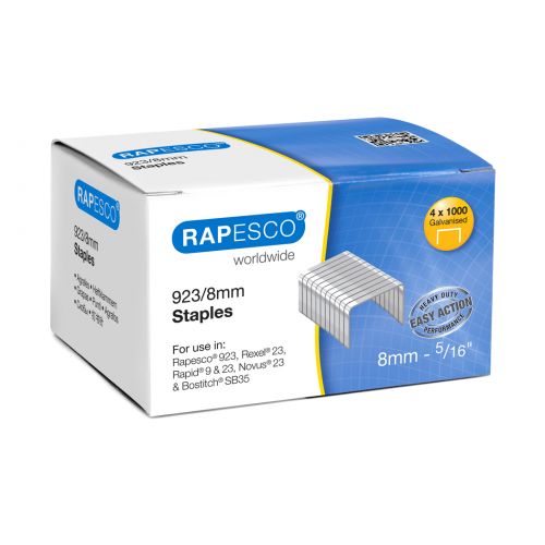 Staples Rapesco 923/8mm Galvanised Staples (Pack 4000)