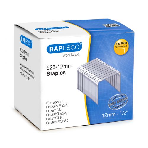Staples Rapesco 923/12mm Galvanised Staples (Pack 4000)