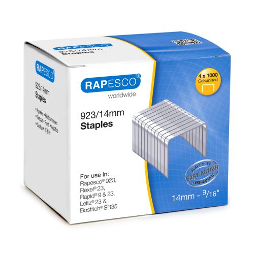 Staples Rapesco 923/14mm Galvanised Staples (Pack 4000)