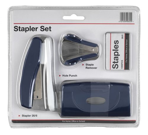 ValueX Stapler & Punch Set Blue
