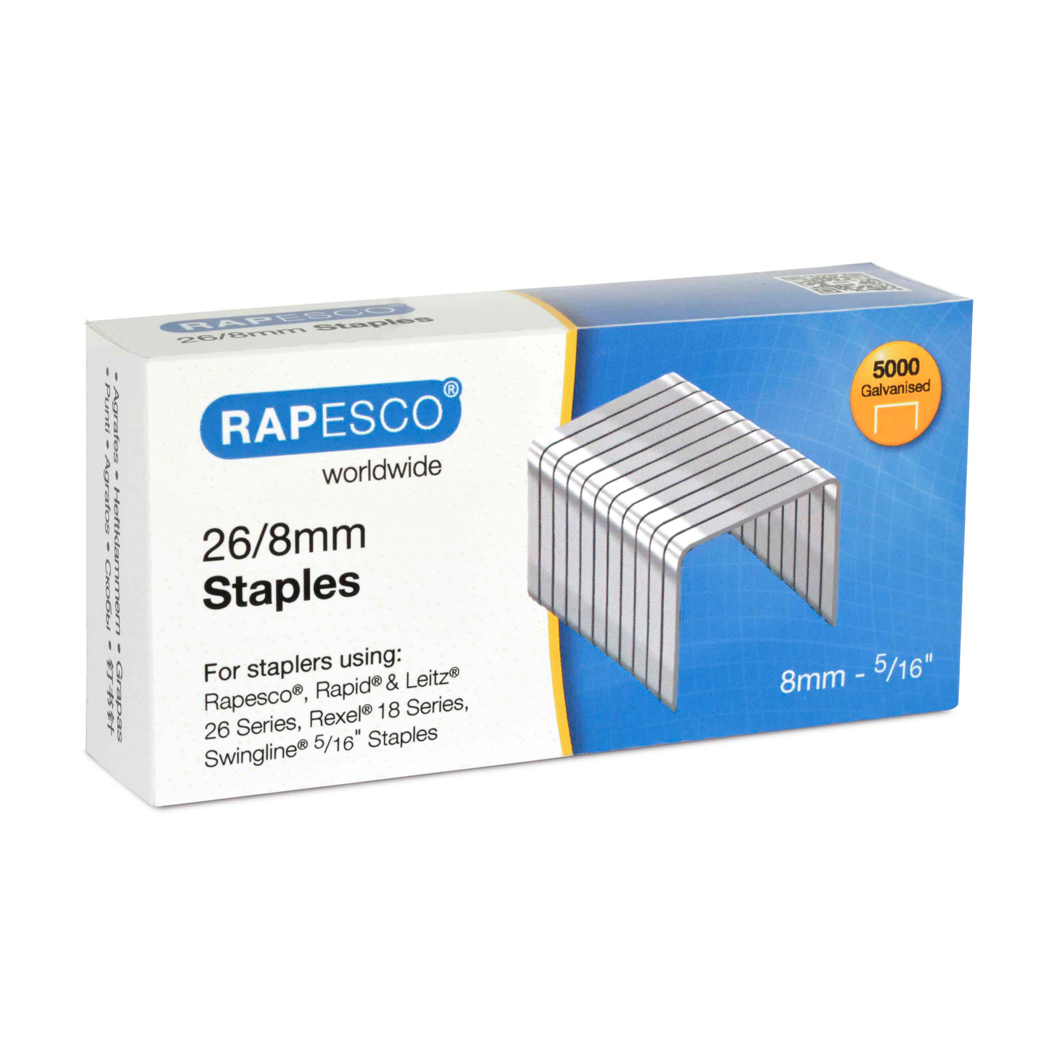 Rapesco 26/8mm Galvanised Staples (Pack 5000)