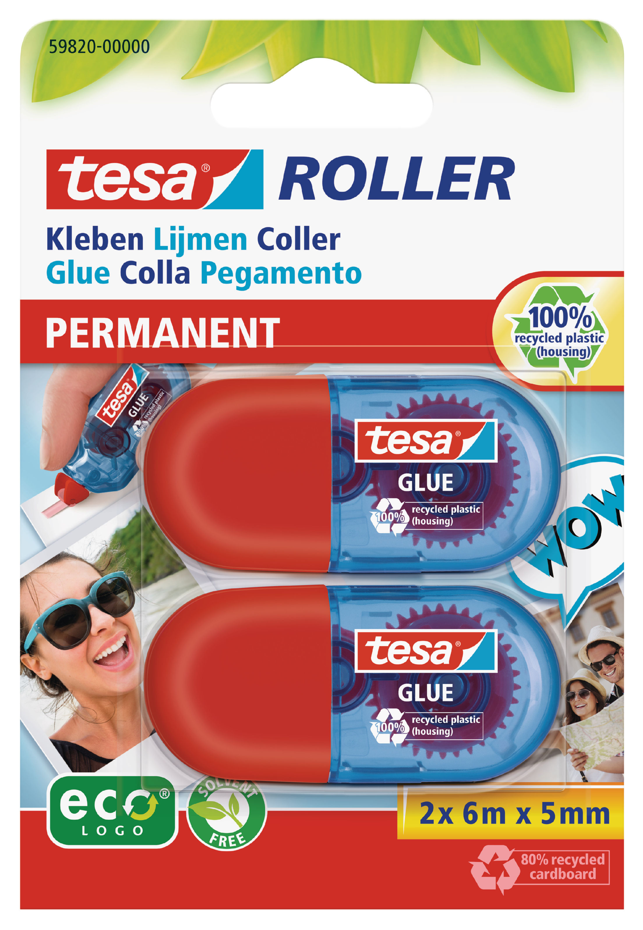 Tesa ecologo Mini Glue Roller Permanent 5mmx6m (Pack 2) 59820