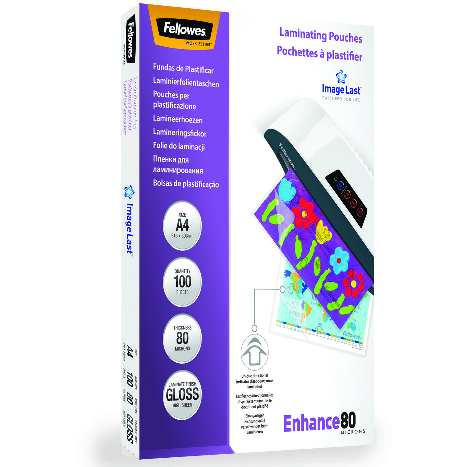 Fellowes Laminating Pouch A4 2X80 Micron Gloss Pack 100 5306114