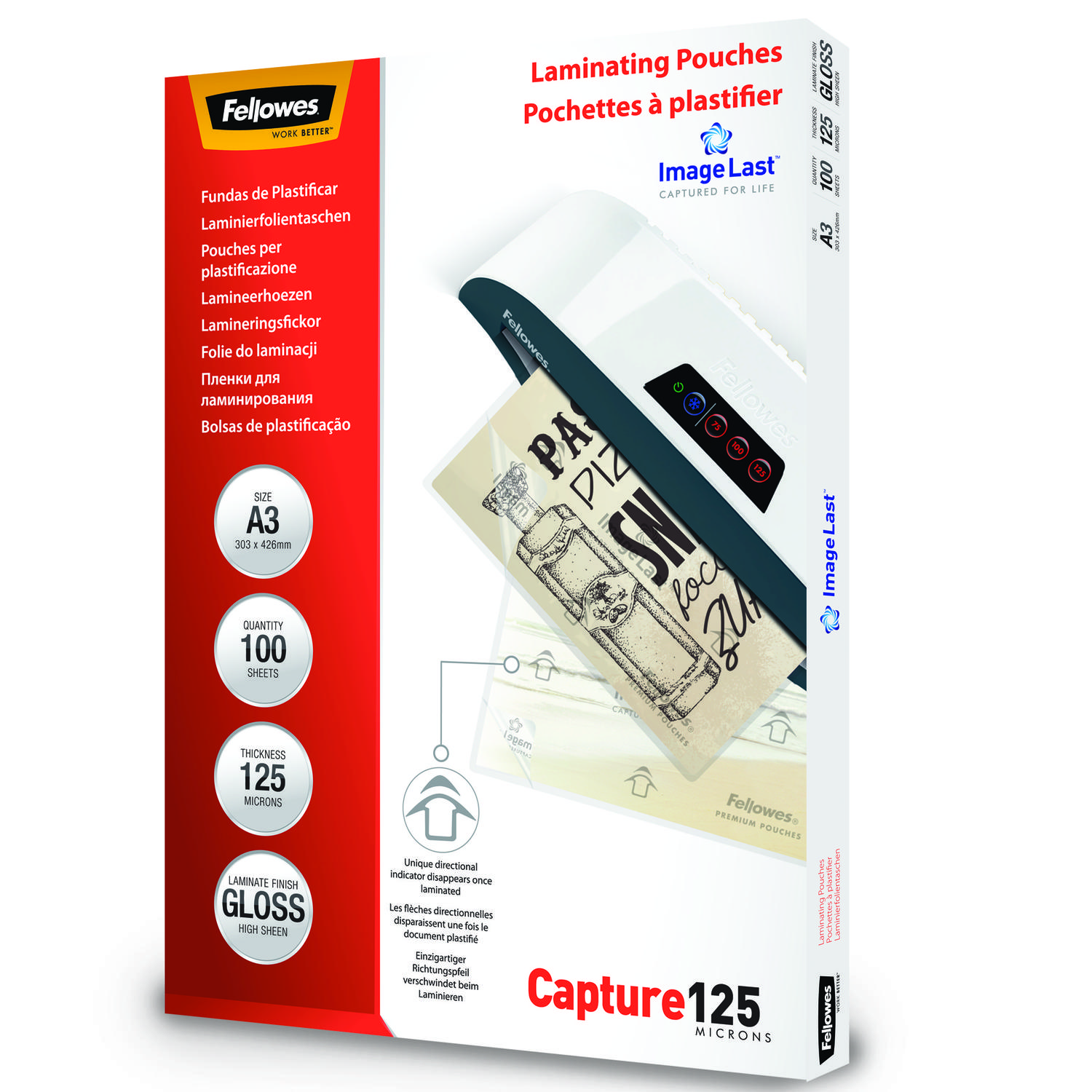 Laminating Film & Pockets Fellowes Laminating Pouch A3 2x125 Micron Gloss (Pack 100) 5307506