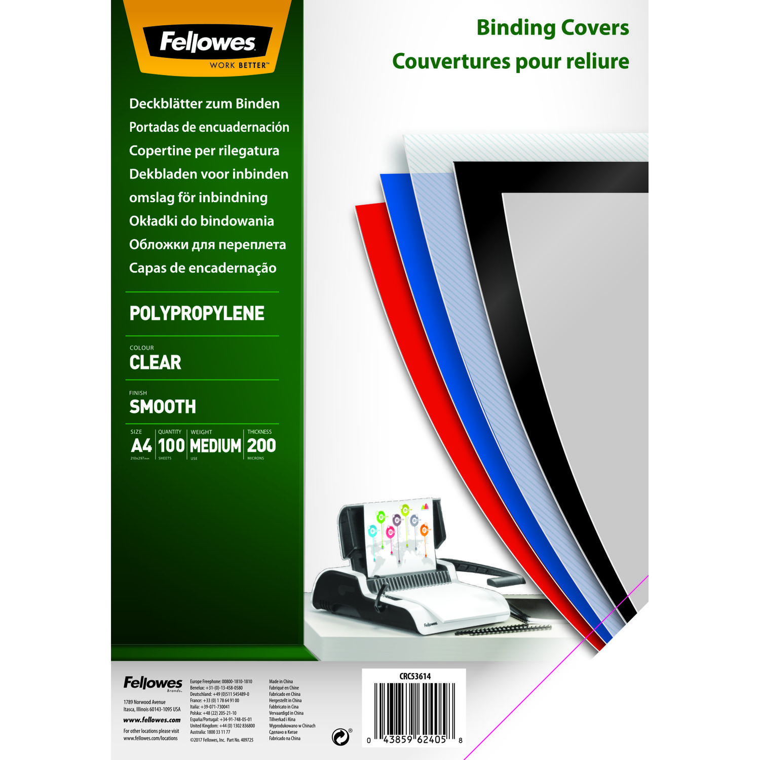 Fellowes Earth Clear Polypropylene Cover 200 Micron A45361401 (PK100)