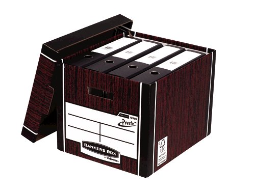 Storage Boxes Fellowes Bankers Box Premium Storage Box Presto Board Woodgrain (Pack 10) 7260501