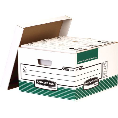 Bankers+Box+by+Fellowes+System+Storage+Box+Foolscap+White+%26+Green+FSC+Ref+00791+%5BPack+10%5D