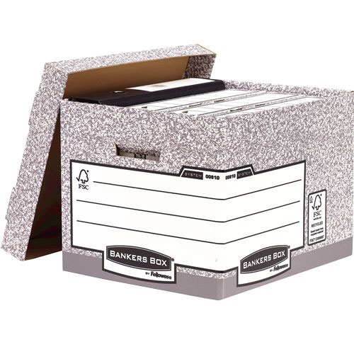 Storage Boxes Fellowes Bankers Box System Standard Storage Box Board Grey (Pack 10) 00810-FF