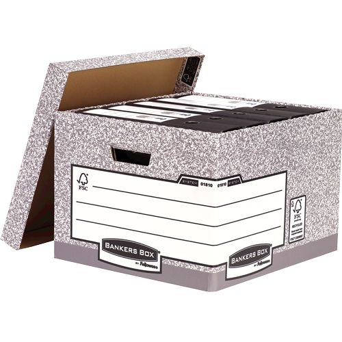 Storage Boxes Fellowes Bankers Box System Large Storage Box Board Grey (Pack 10) 01810-FF