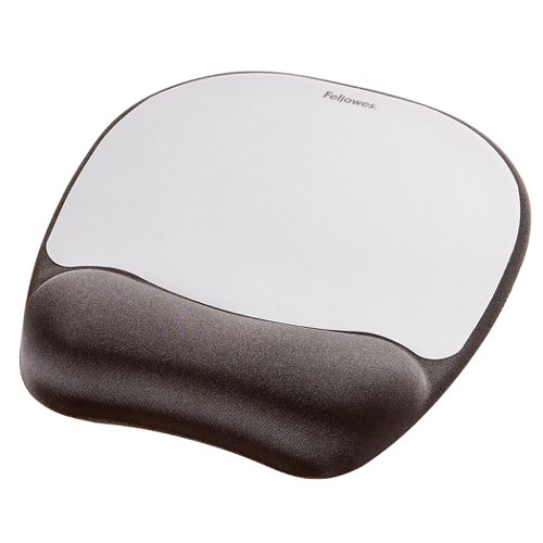 Fellowes Mousepad Non-skid Memory Foam Silver Ref 917580