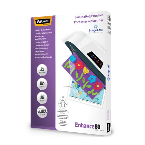 Fellowes+Laminating+Pouch+A3+2x80+Micron+Gloss+%28Pack+100%29+5306207