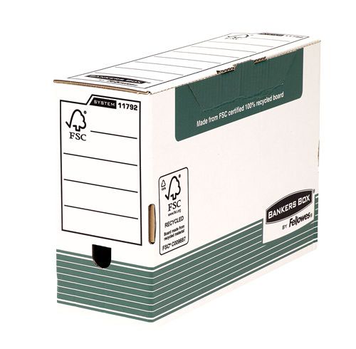 Storage Boxes Fellowes Bankers Box System Folio Transfer File Board Green (Pack 10) 1179201