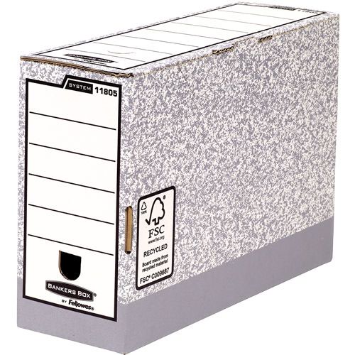 Storage Boxes Fellowes Bankers Box System Folio Transfer File Board Grey (Pack 10) 1180501