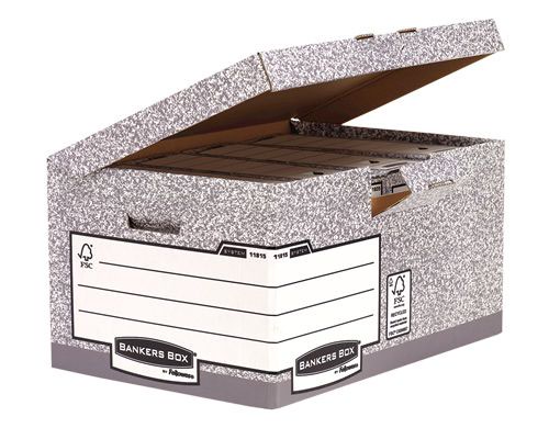 Storage Boxes Fellowes Bankers Box Flip Top Storage Box Board Grey (Pack 10) 1181501