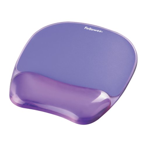 Fellowes Crystal Mouse Mat Pad with Wrist Rest Gel Purple Ref 91441