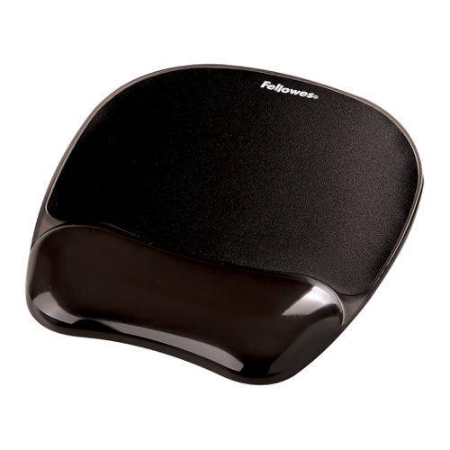 Fellowes Crystal Mouse Mat Pad with Wrist Rest Gel Black Ref 9112101