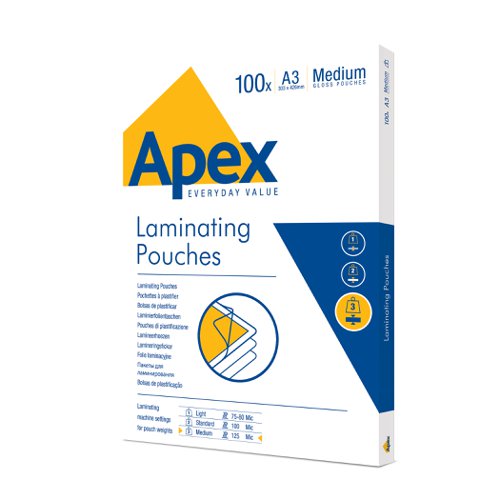 ValueX+Laminating+Pouch+A3+2x125+Micron+Gloss+%28Pack+100%29+6003401