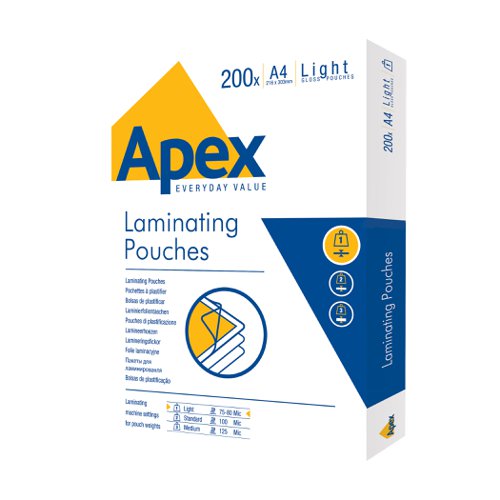 ValueX+Laminating+Pouch+A4+2x75+Micron+Gloss+%28Pack+200%29+6005301
