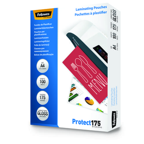 Laminating Film & Pockets Fellowes Laminating Pouch A4 2x175 Micron Gloss (Pack 100) 5308703