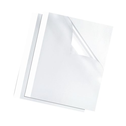 Thermal Bind Covers Fellowes Thermal Binding Cover A4 3mm Clear PVC Front White Card Back (Pack 100) 53152