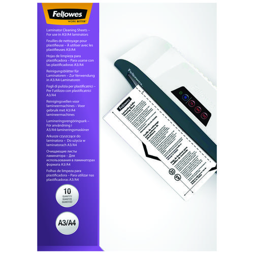 Laminating Machines Fellowes Laminator Cleaning Sheets (Pack 10) 5320604