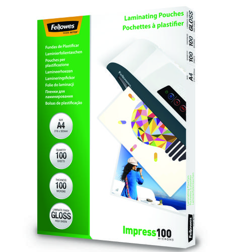 Laminating Film & Pockets Fellowes Laminating Pouch A4 2x100 Micron Gloss (Pack 100) 5351111