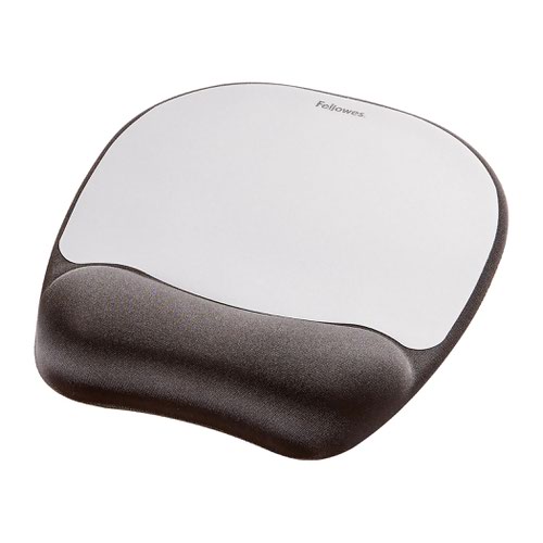 Fellowes+Memory+Foam+Mouse+Pad+and+Wrist+Rest+Silver+9175801