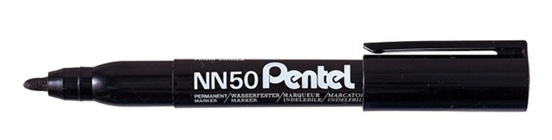 Pentel NN50 Permanent Marker Bullet Tip 1.5mm Line Black (Pack 12)