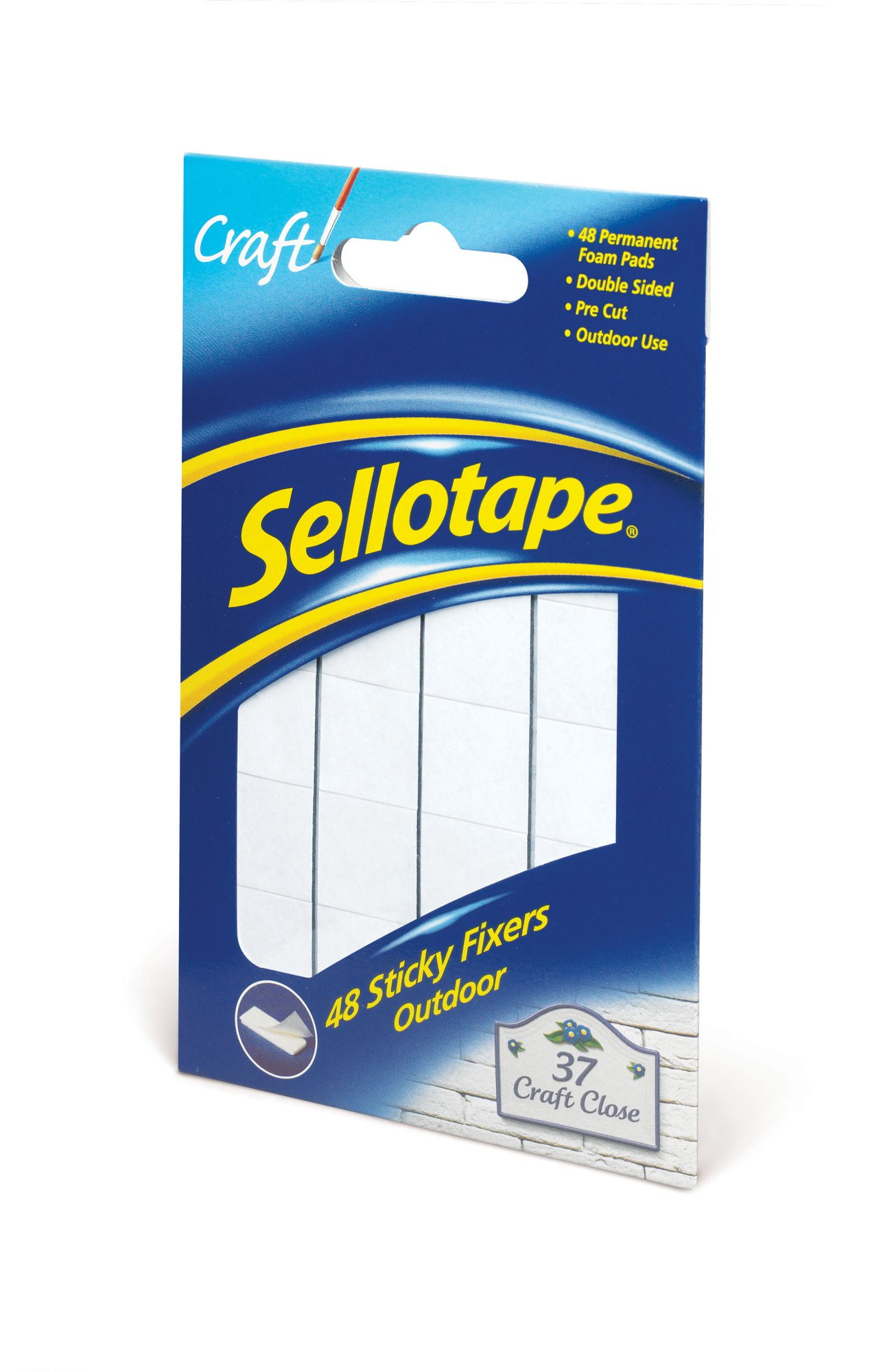 Fixers / Dots / Strips Sellotape Sticky Fixers Outdoor Double Sided Foam Pads 20x20mm (Pack 48) 783895