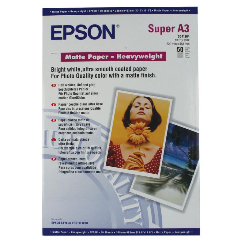 Photo Paper Epson A3 Plus Matte Heavyweight Paper 50 Pack - C13S041264