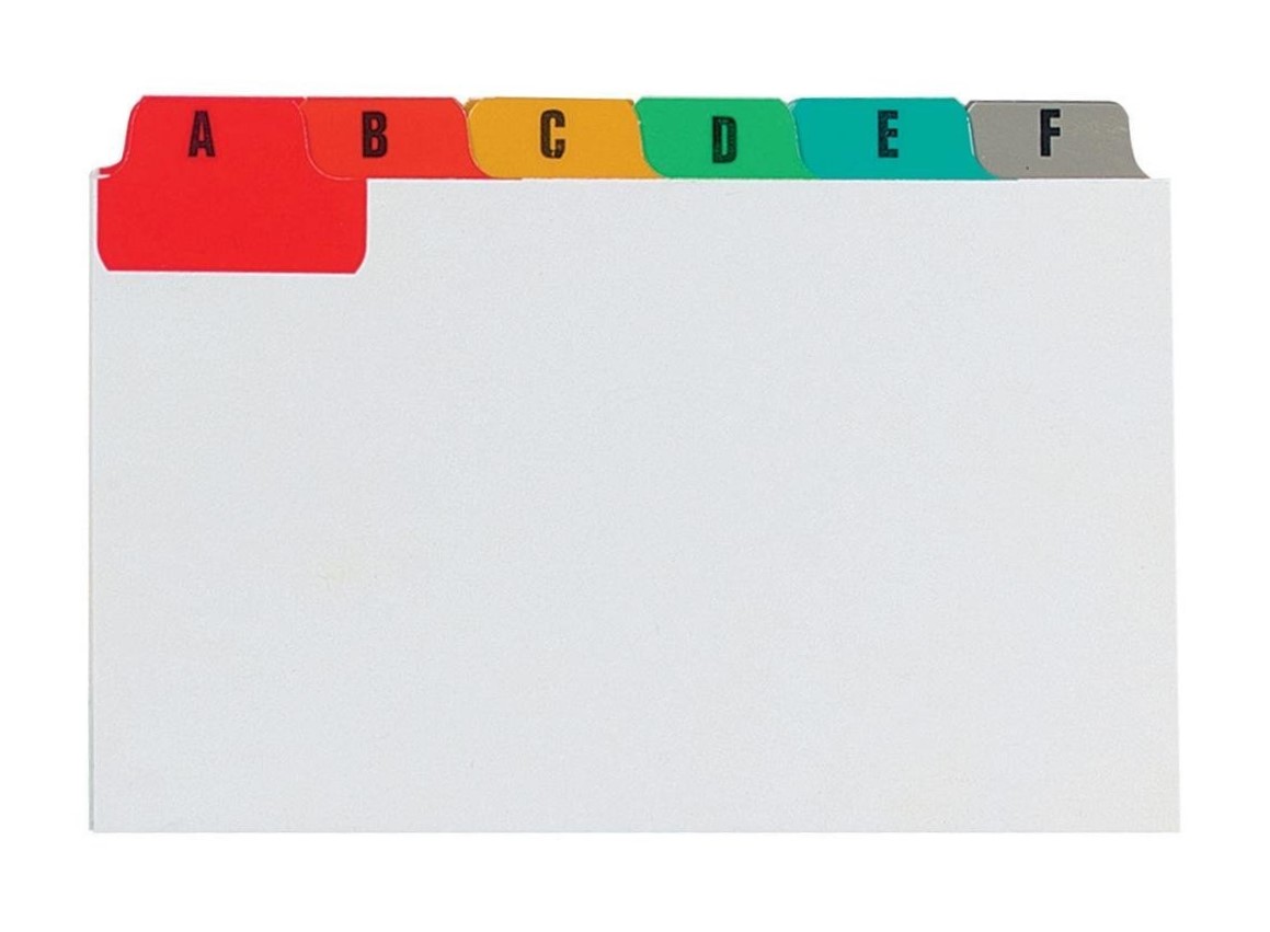 Concord Guide Cards A-Z 127x76mm White with Multicoloured Tabs