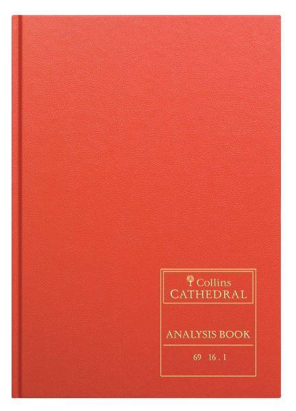 Collins Cathedral Analysis Book Casebound A4 16 Cash Column 96 Pages Red 69/161