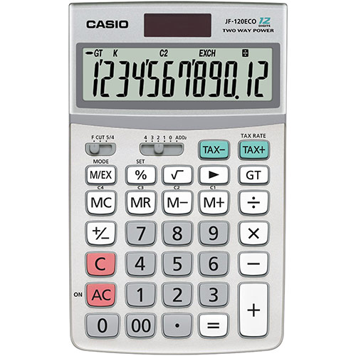 Desktop Calculator Casio JF-120ECO 12 Digit Desktop Calculator Silver JF-120ECO-W-EH