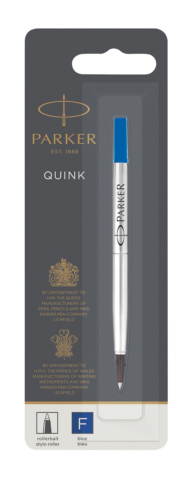 Parker Quink Rollerball Refill for Rollerball Pens Fine Blue (Single Refill)