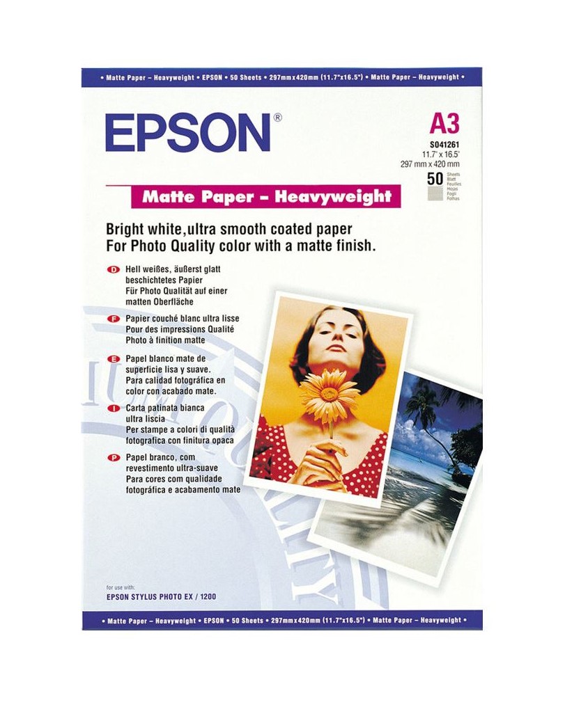Photo Paper Epson A3 Matte Heavyweight Paper 50 Sheets - C13S041261