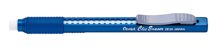 Erasers Pentel Clic Eraser Pen White with Transparent Blue Barrel (Pack 12)