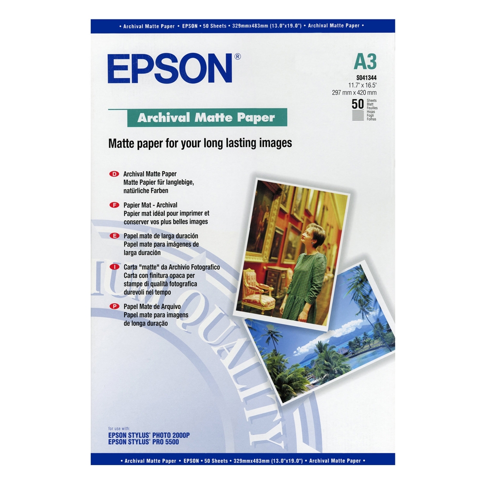 Epson C13S041344 Archival Matte Paper A3 50 Sheets