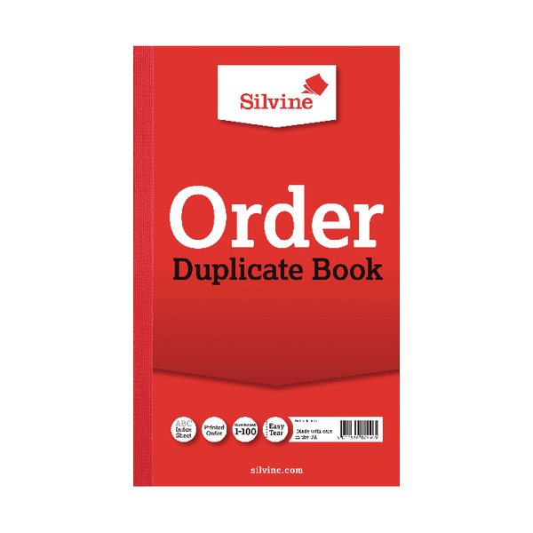 Silvine 210x127mm Duplicate Order Book Carbon Ruled 1-100 Taped Cloth Binding 100 Sets (Pack 6)