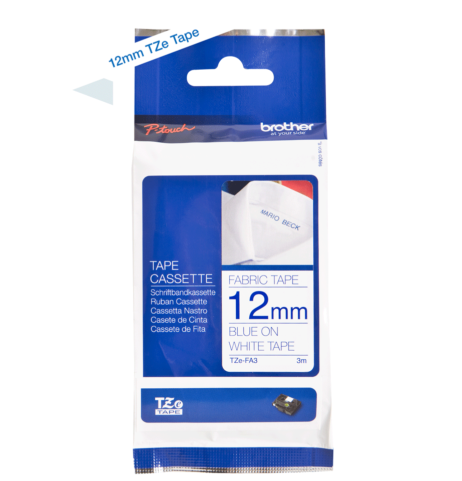Labelling Tapes & Labels Brother Blue On White Label Tape 12mm x 3m - TZEFA3