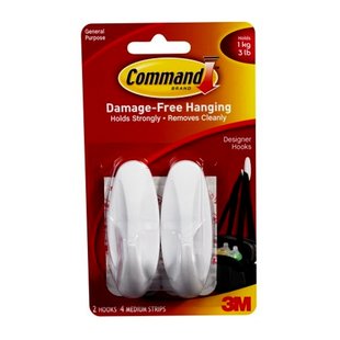 Command Adhesive Med Oval Hook White PK2