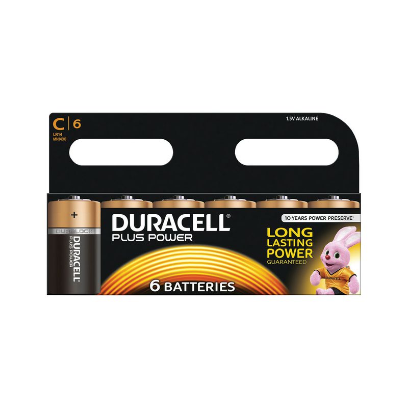 C Duracell Plus Power C Alkaline Batteries (Pack 6) MN1400B6PLUS